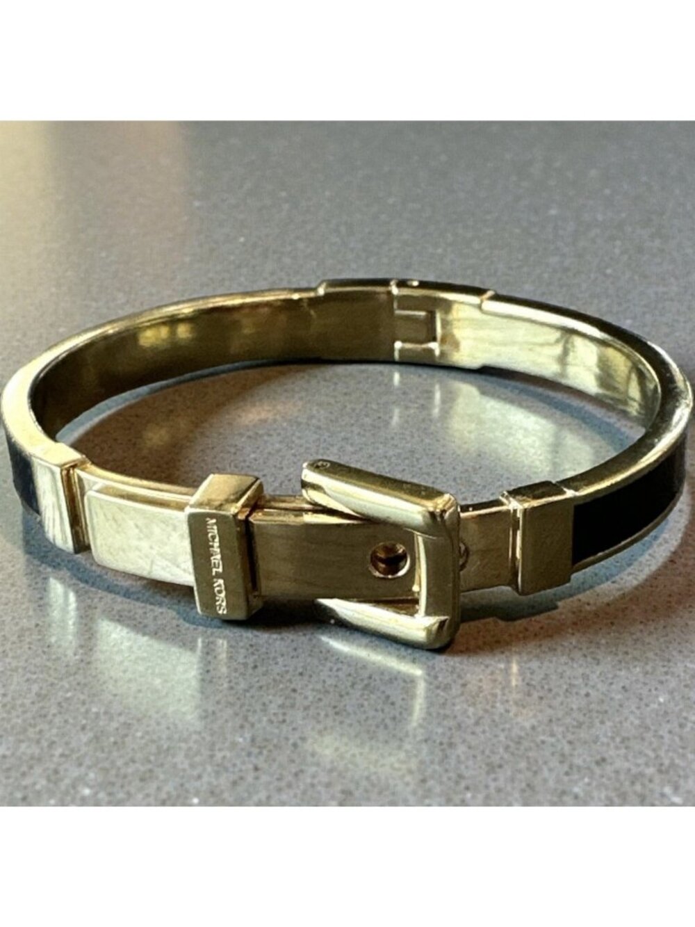 Michael Kors Gold Tone Buckle Bangle Bracelet One Size